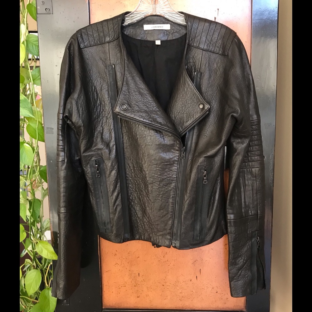 J Brand sz S Black Lamb Leather Biker Jacket